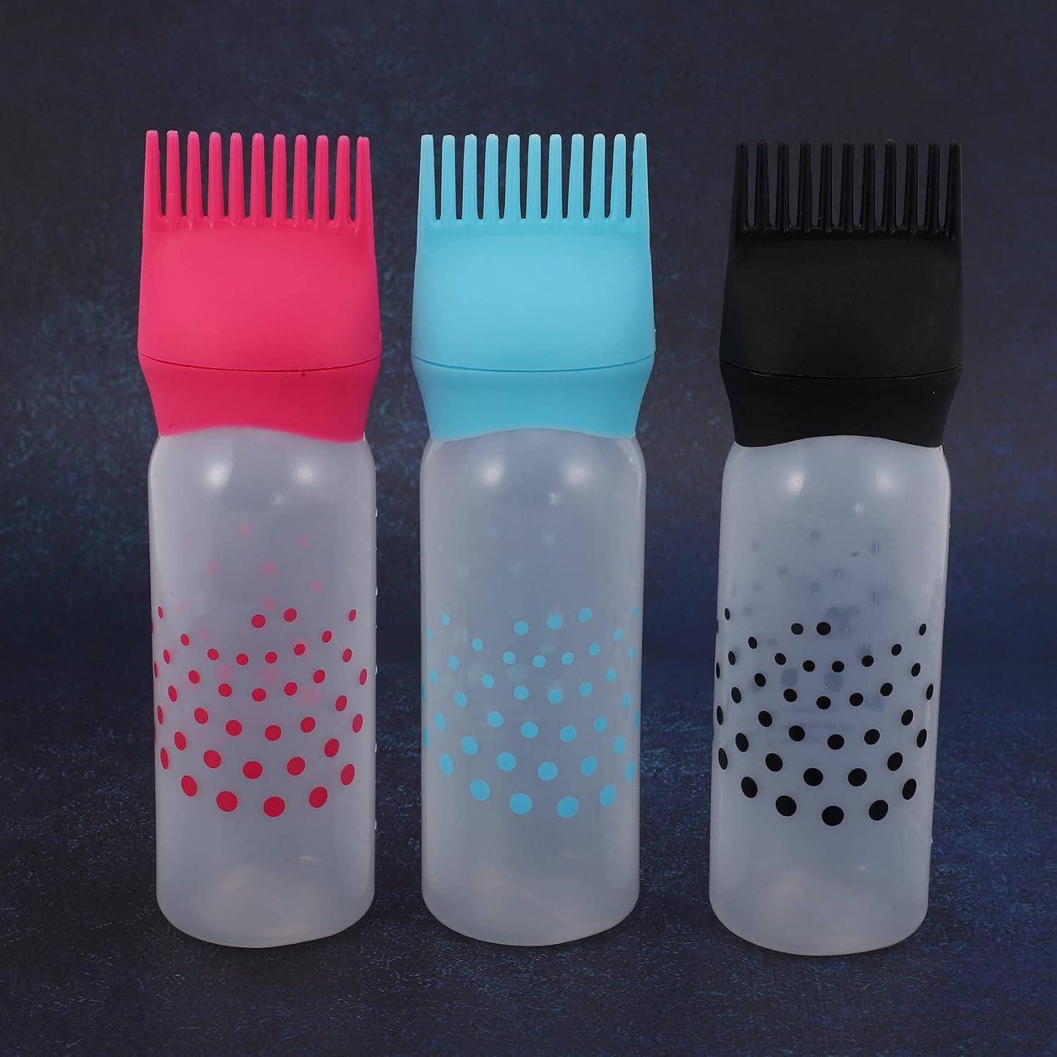 Wobekuy 3 Pcs Hot Hair Color Applicator Bottles,Root Comb Applicator Bottle, Hair Dye Bottle Applicator Brush Dispensing Salon Hair Coloring Dyeing (Pink + Blue + Black), 275306 : Beauty & Personal Care