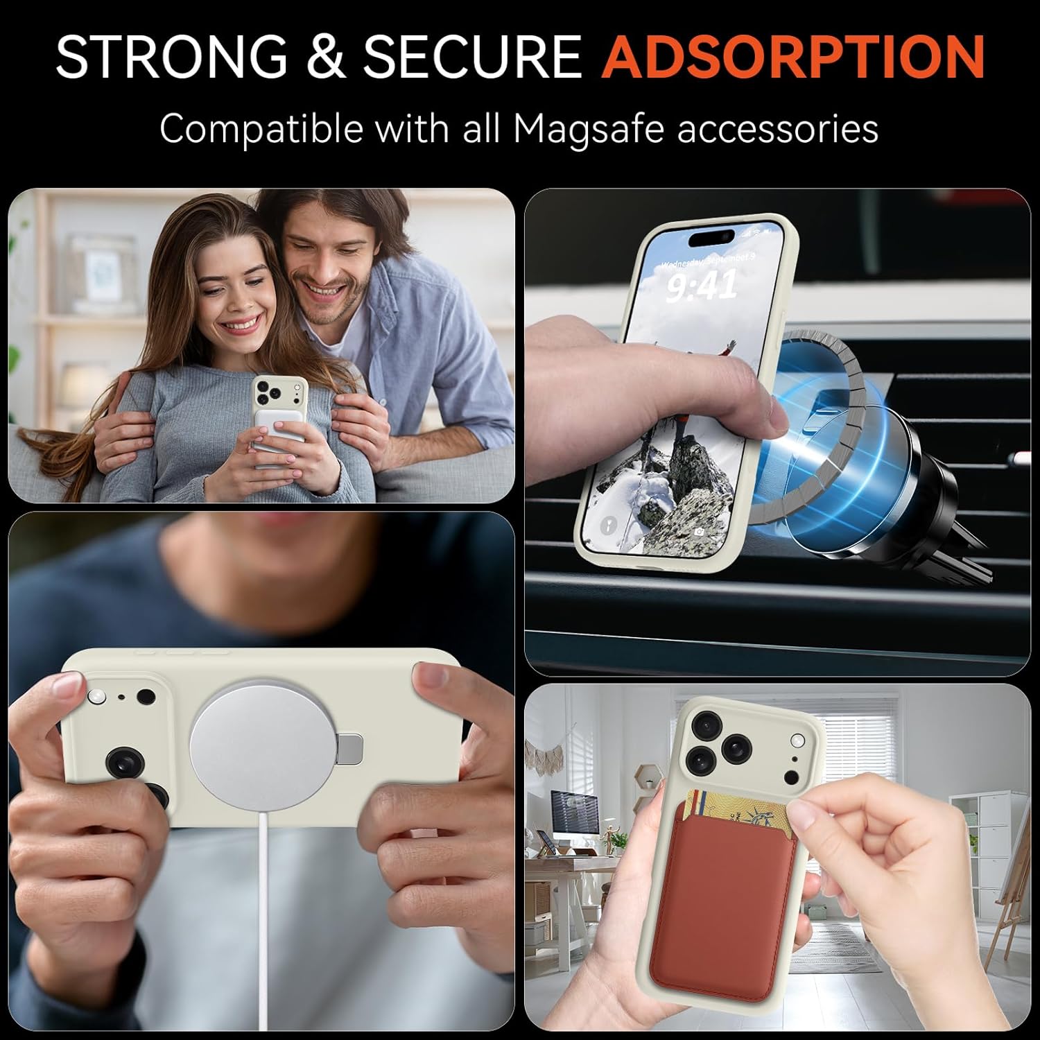 Compatible with iPhone 17 Pro Max Case Stand, Slim Liquid Silicone Phone Cases Fit for iPhone 17 Pro Max Compatible with MagSafe Magnetic Ring Kickstand Case Full Camera Protection, White - Image 3