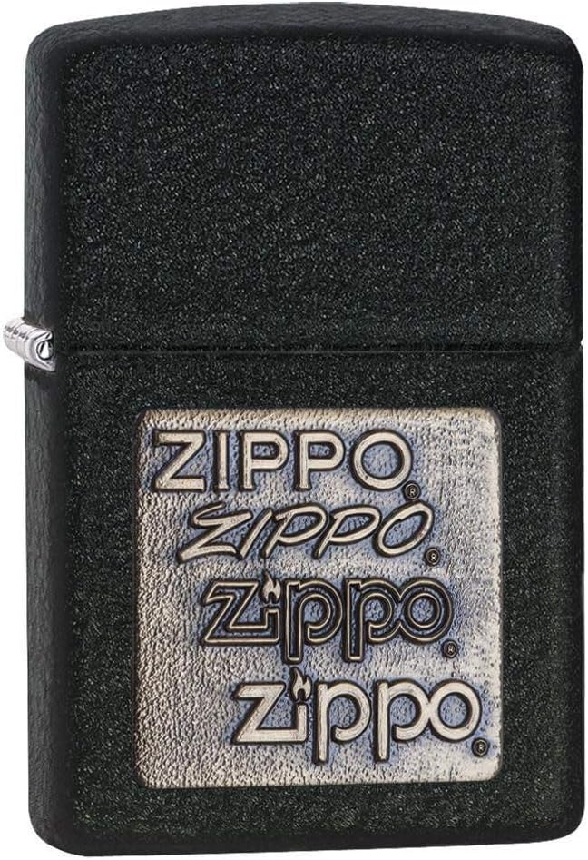 Brass Emblem Pocket Lighter, Black Crackle, One Size