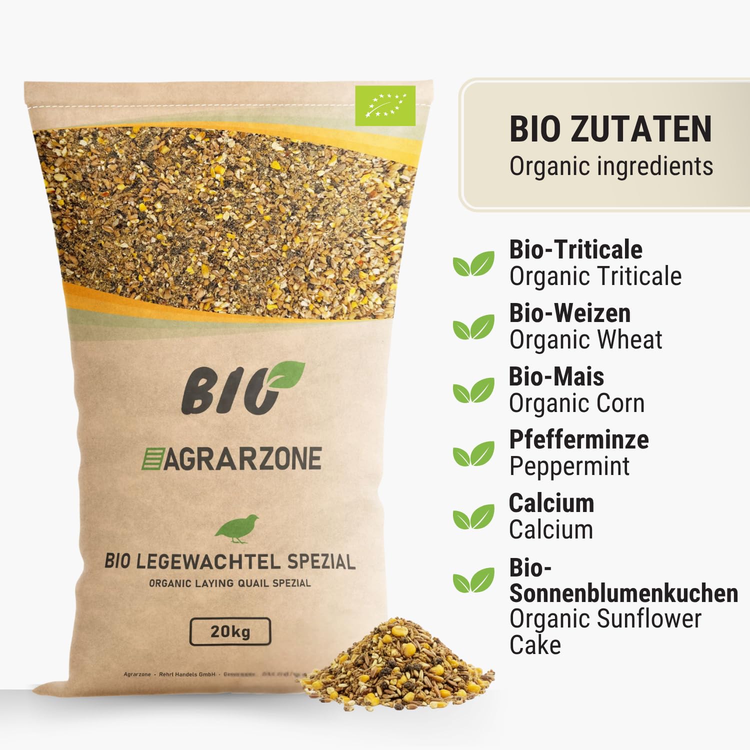 Agrarzone Bio karma dla przepiórek specjalna 20 kg