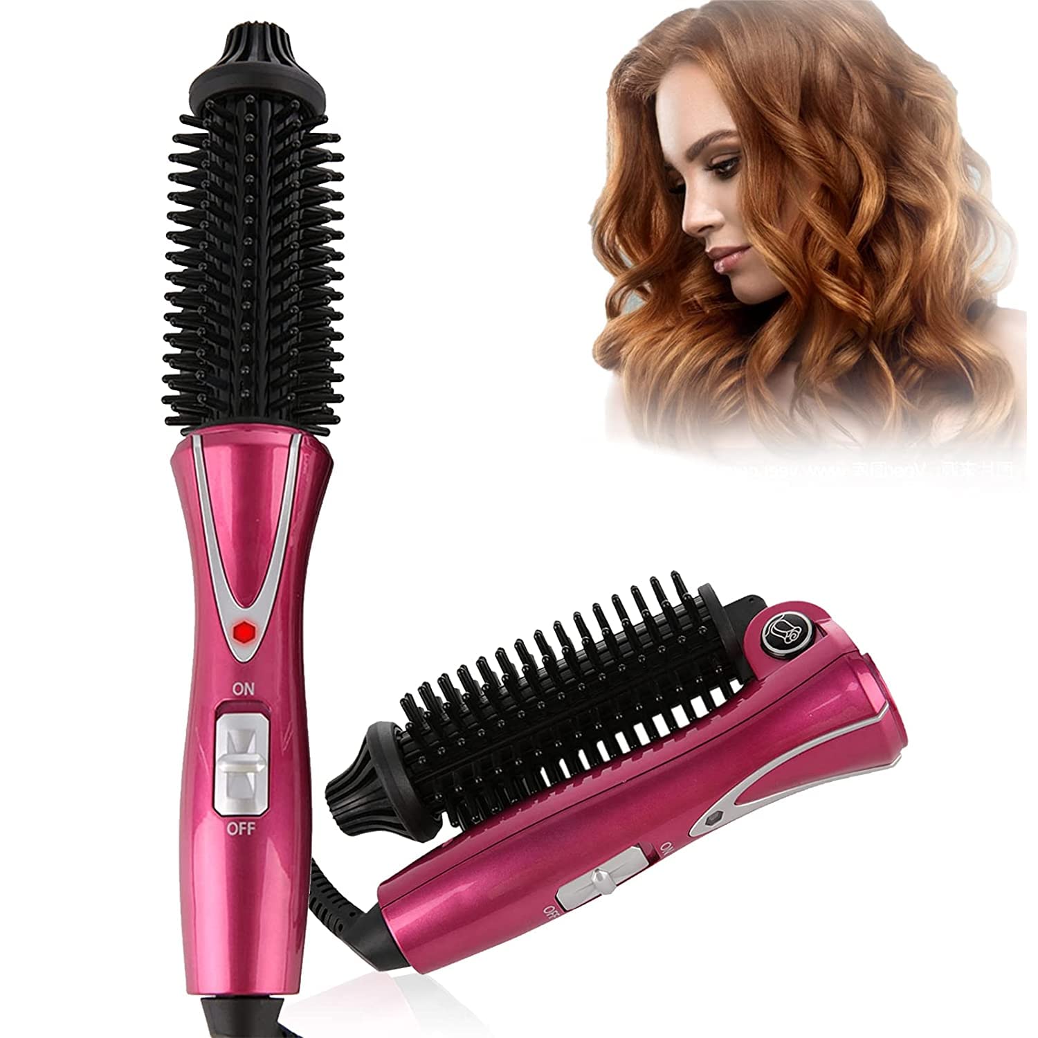 Hair Curler Brush, Professional Heated Styling Brush Hair Curler Curling Iron Brush Anti-Scald Instant Heat Up Curling Wands Electric Hair Hot Air Styling Brush for All Hair Types (UK Plug（110-240V）)