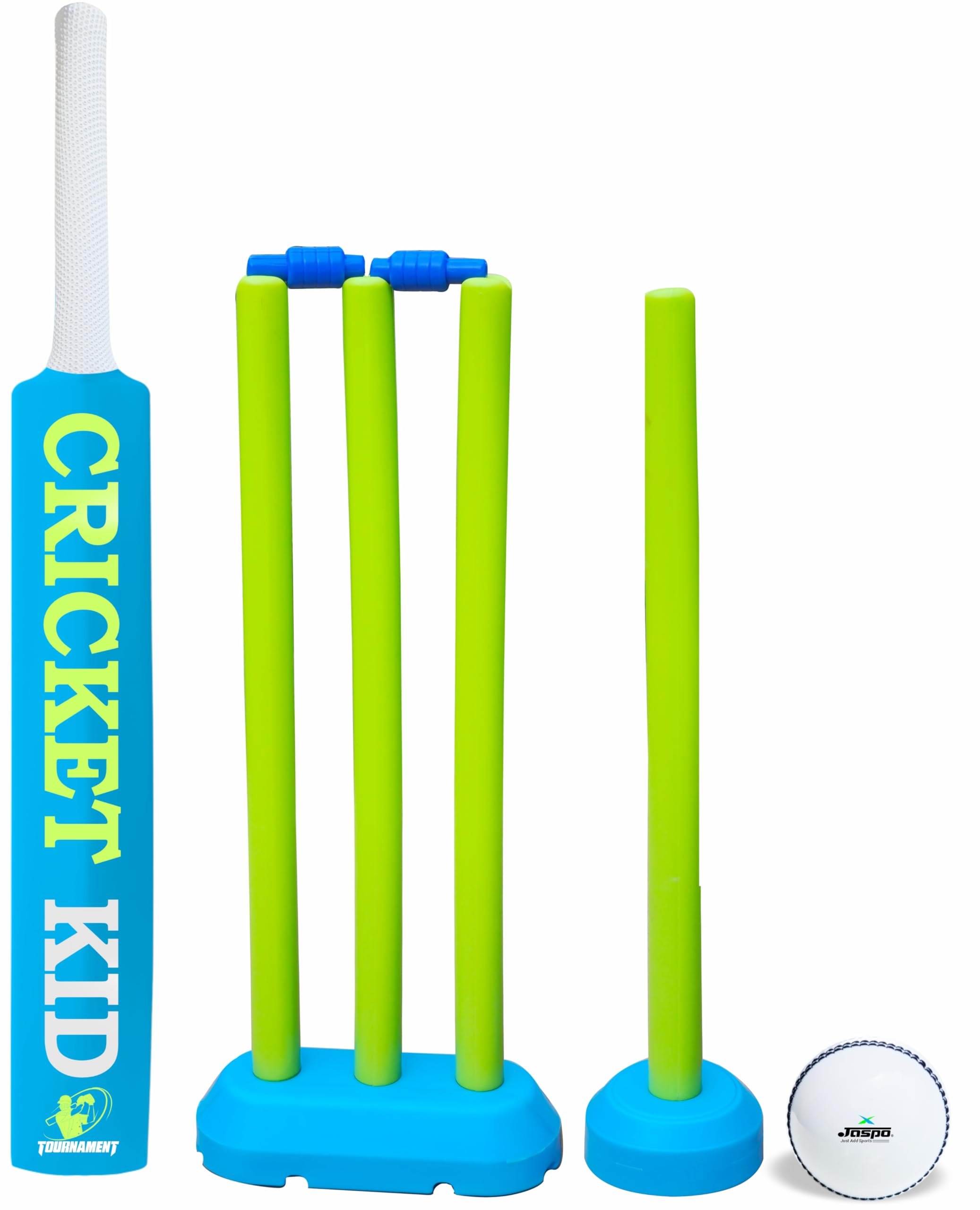 jaspo Cricket-Kid Complete Cricket Set, Kids Perfect Introduction to Cricket, Young Players,Plastic Bat, Practice & Initial Training of Beginners & Learners (Size-3 (Age 5 to 10 Yrs)) - Multicolor
