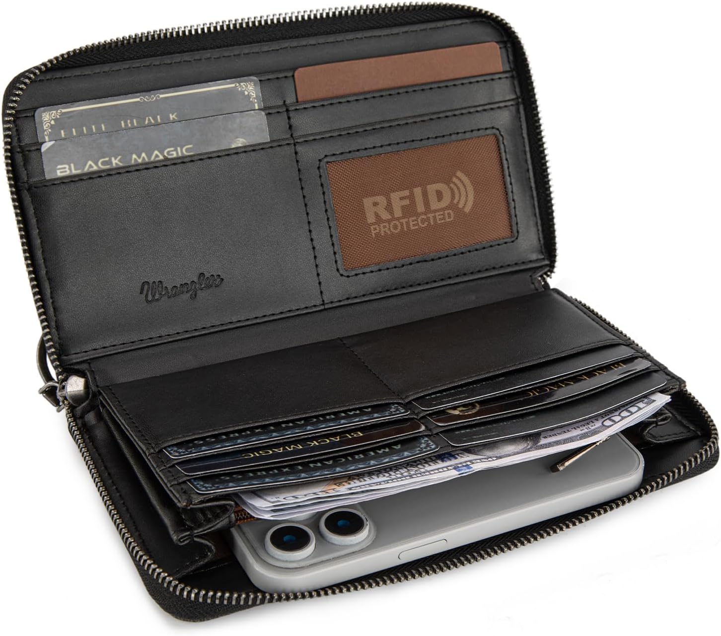 Wrangler Wristlet Wallets for Women Western Clutch Wallet Card Cases with Zipper Pocket - Image 3