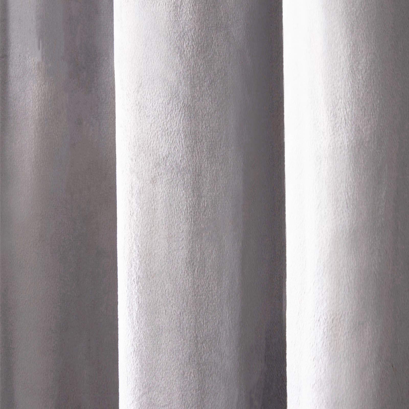 Sienna Coppia di Tende in Velluto Riccio, con Occhielli sulla Parte Superiore, Completamente Foderate, Colore: Argento, 116 x 137 cm