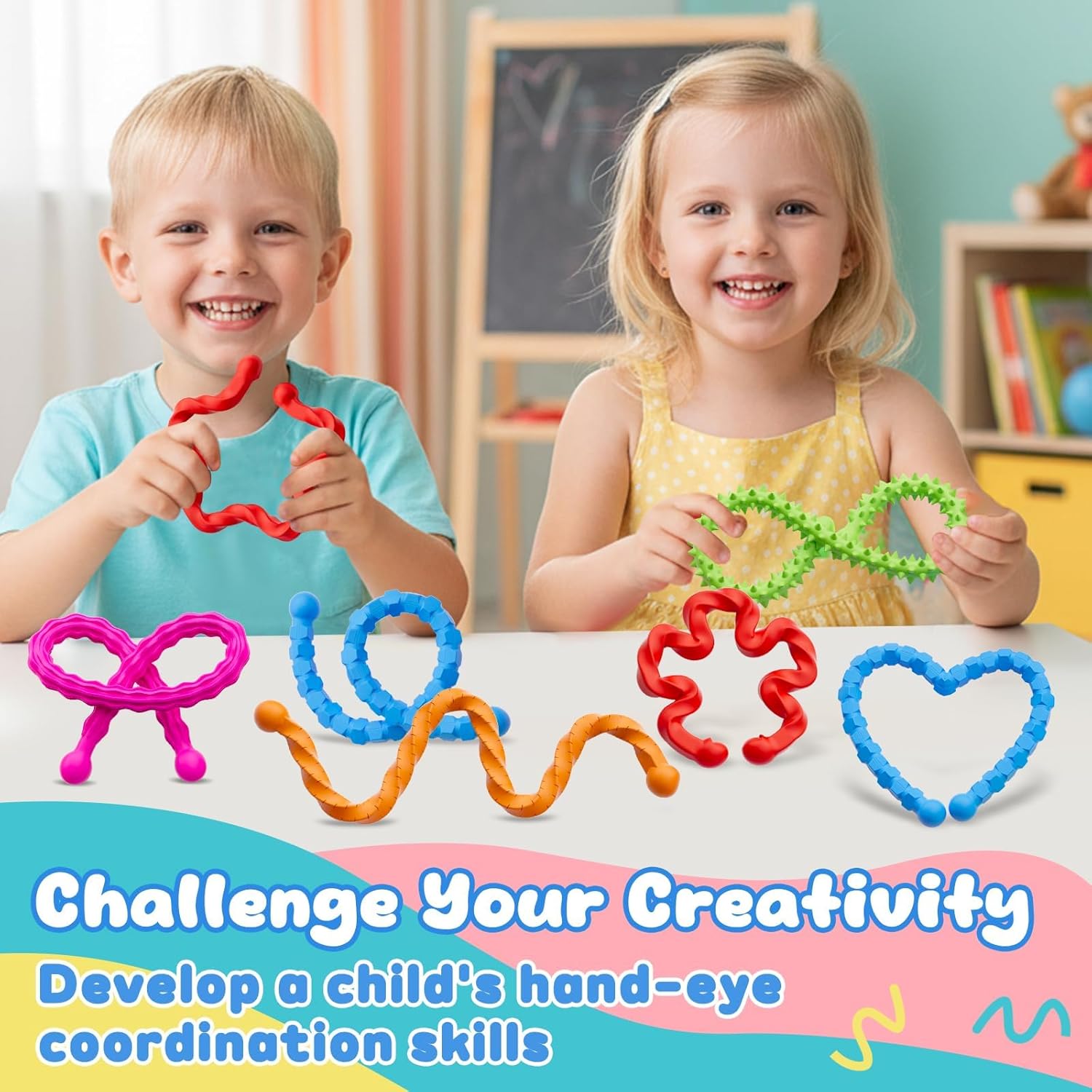 12 Pcs Fidget Toys Sensory Sticks for Kids Adults, Silicone Textured Fidget Stick for Stress Anxiety Autistic ADHD, Imagination Sticks for Kids Classroom, Quiet Fidgets for Calm Down Travel