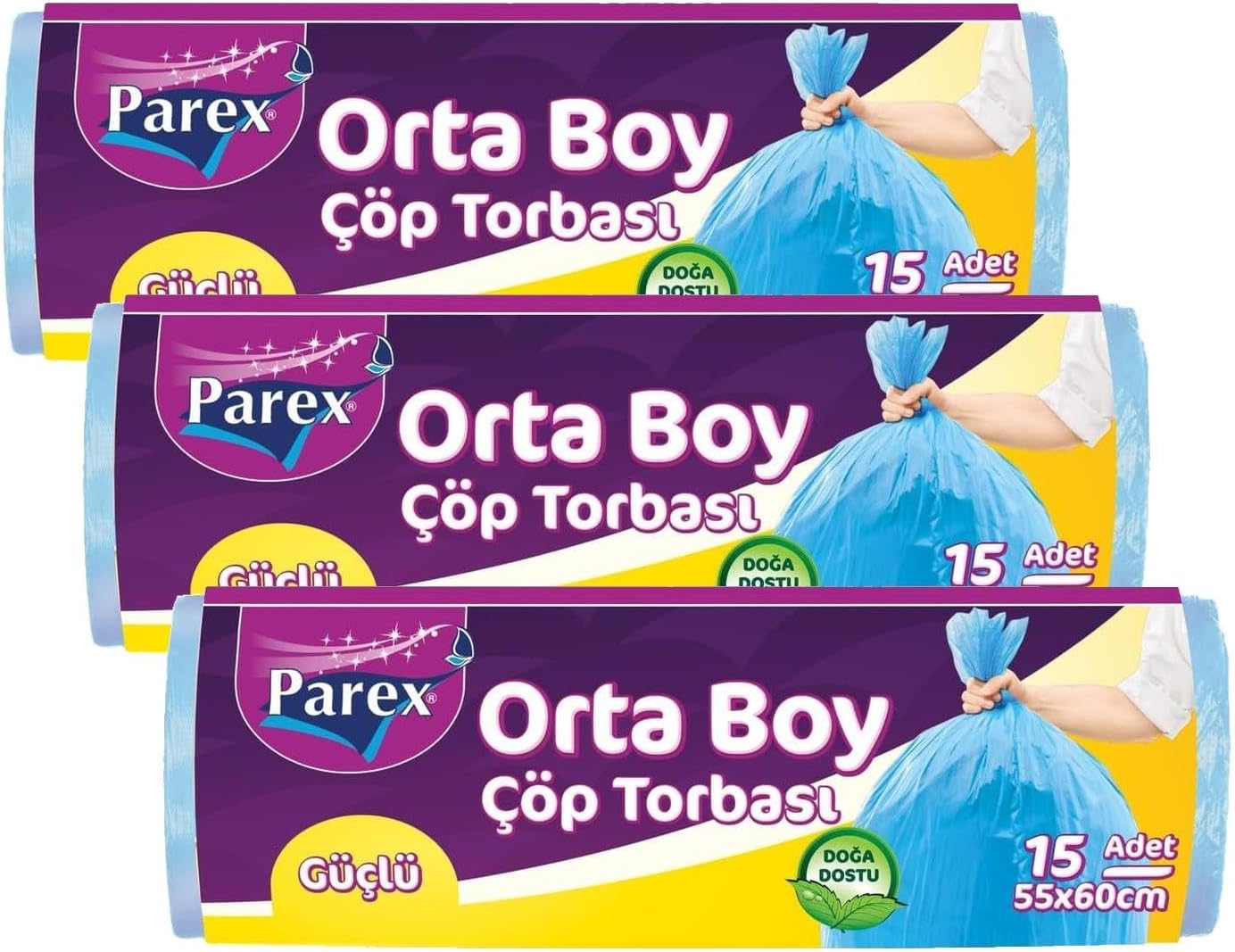 Parex Orta Boy Çöp Torbası 15'li (55 x 60 cm) (3 paketi)