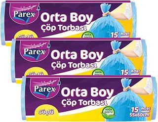 Parex Orta Boy Çöp Torbası 15'li (55 x 60 cm) (3 paketi)