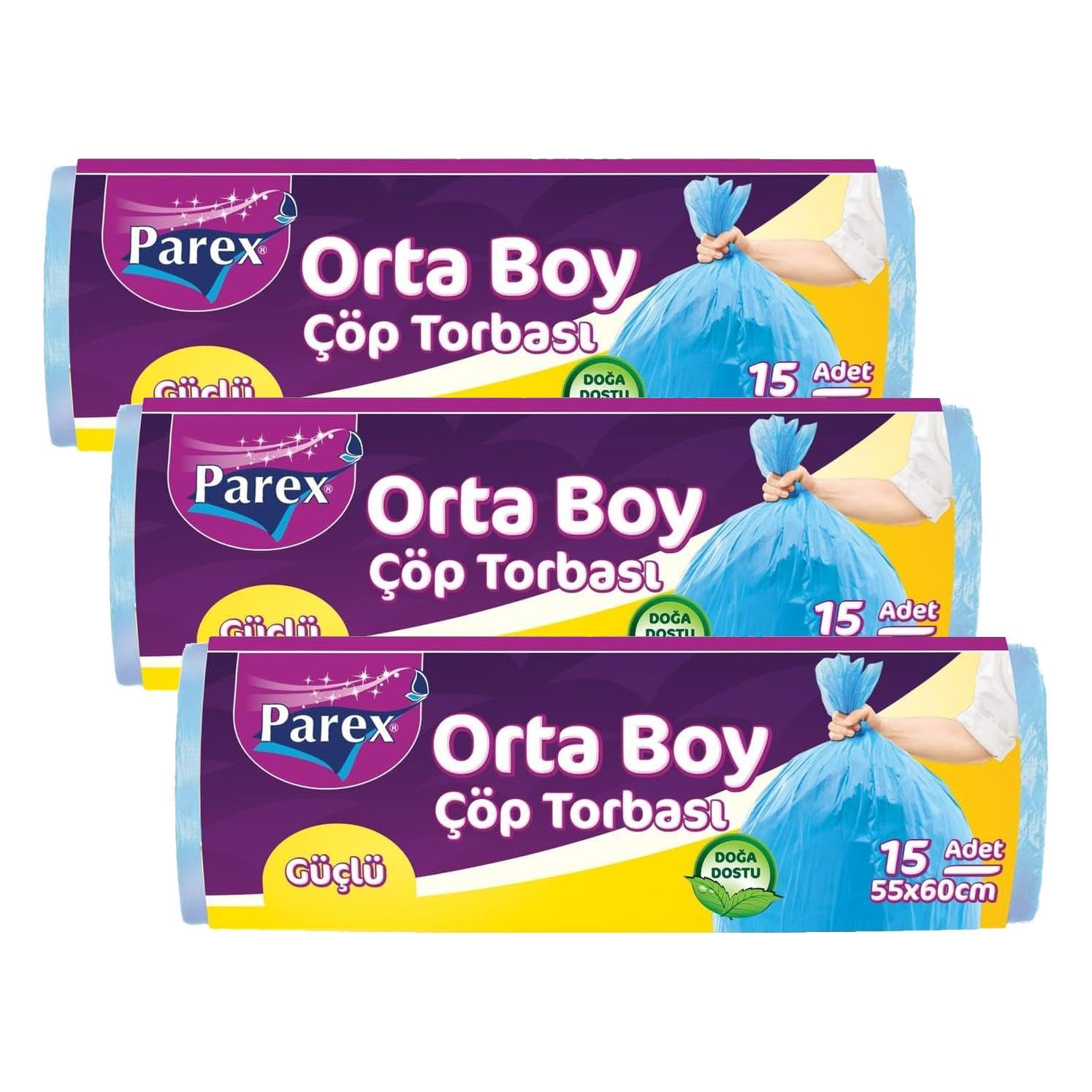 Parex Orta Boy Çöp Torbası 15'li (55 x 60 cm) (3 paketi)