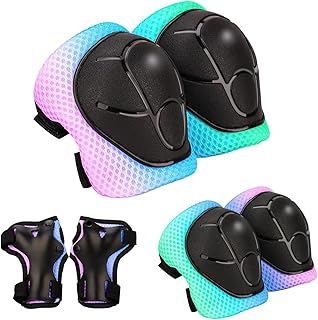 Kids Protective Gear Set - Knee Pads Elbow Pads with Wrist Guards for Ages 3-12 | 3-in-1 Safety Protective Gear for Skatin...