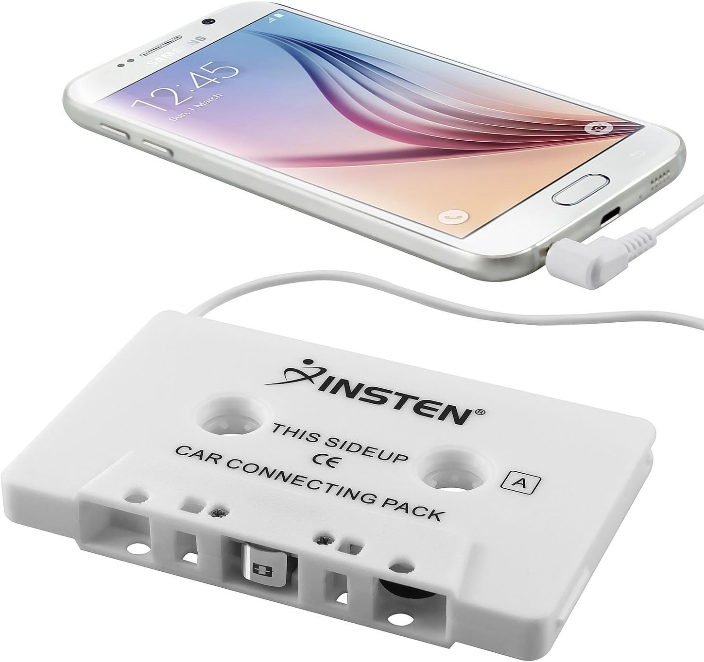 Insten Car Cassette Tape Deck Adapter Compatible with 3.5mm Jack Audio MP3/CD Player Compatible with Galaxy S10/S10 Plus/S10e