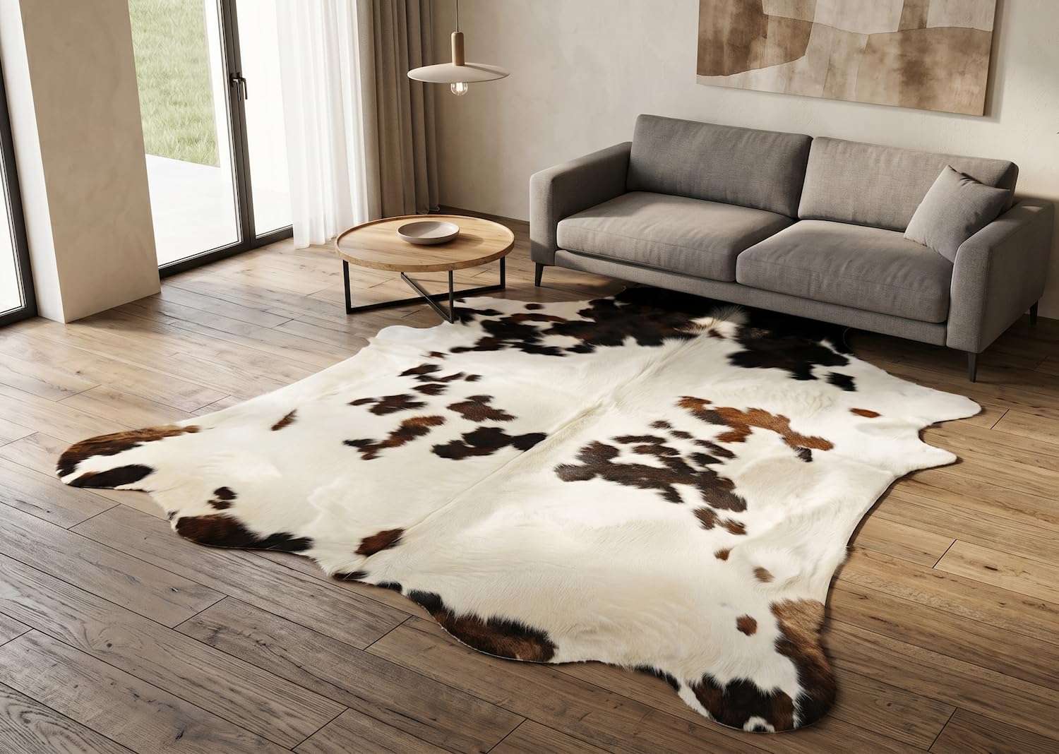 Kuhfelle Online & Nomad KUHFELL RINDERFELL DREIFARBIG BRAUN WEIß 210 x 190 cm Tricolor KUHFELL Teppich