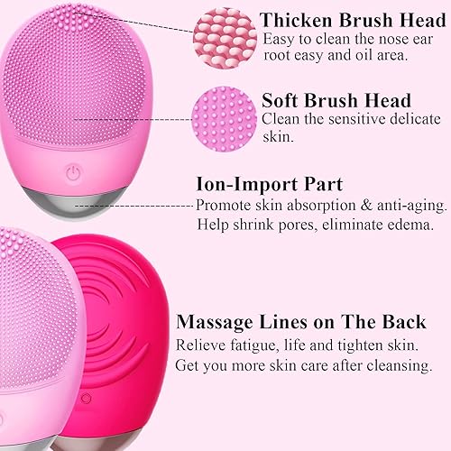 Miniatura 4 de Facial Cleansing Brush, 3-in-1 Electric Soft Silicone Waterproof Face Scrubber, USB Rechargeable IPX7 Waterproof Sonic Vibrating Face Brush for Deep