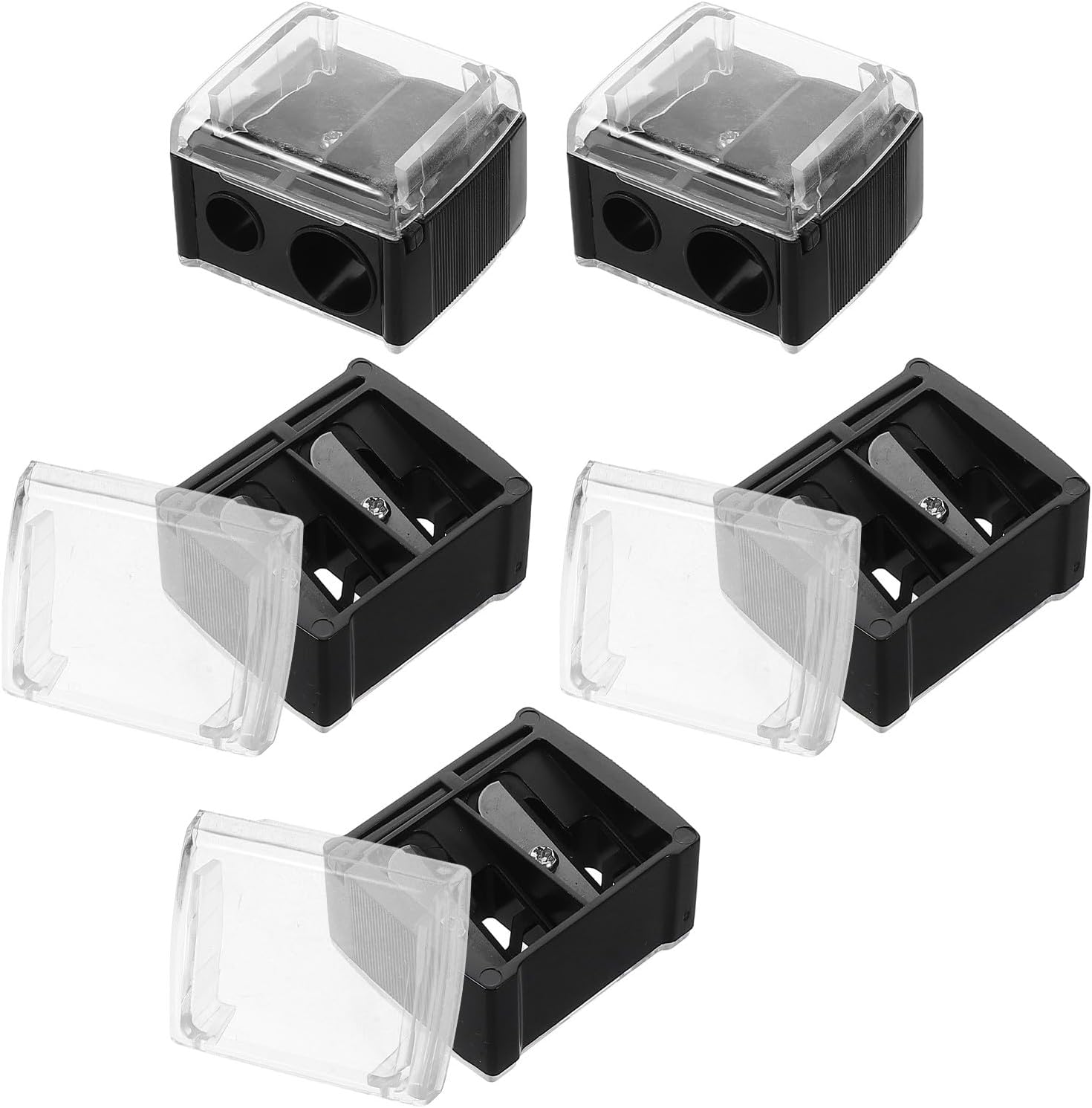 Dual Hole Pencil Sharpener 5pcs Manual Makeup Lipliner Eyebrow Pencil Sharpener Portable for Eye Liner and Stationery Use