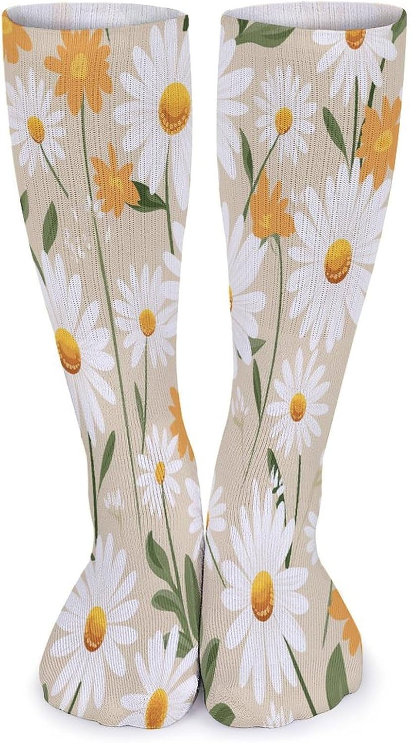 Daisy Flower Pattern Stocking - Cute Casual Long Athletic,Crew Sock for Men Women,Running Socks Soft Breathable for Gift