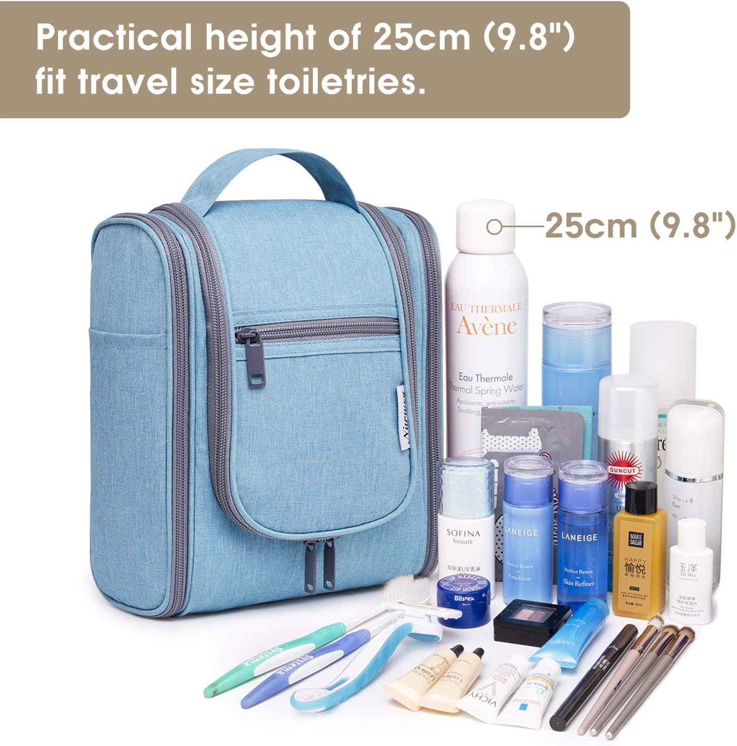 Hanging Travel Toiletry Bag Cosmetic Make up Organizer for Women and Men (Medium, Sky Blue) : Beauty & Personal Care