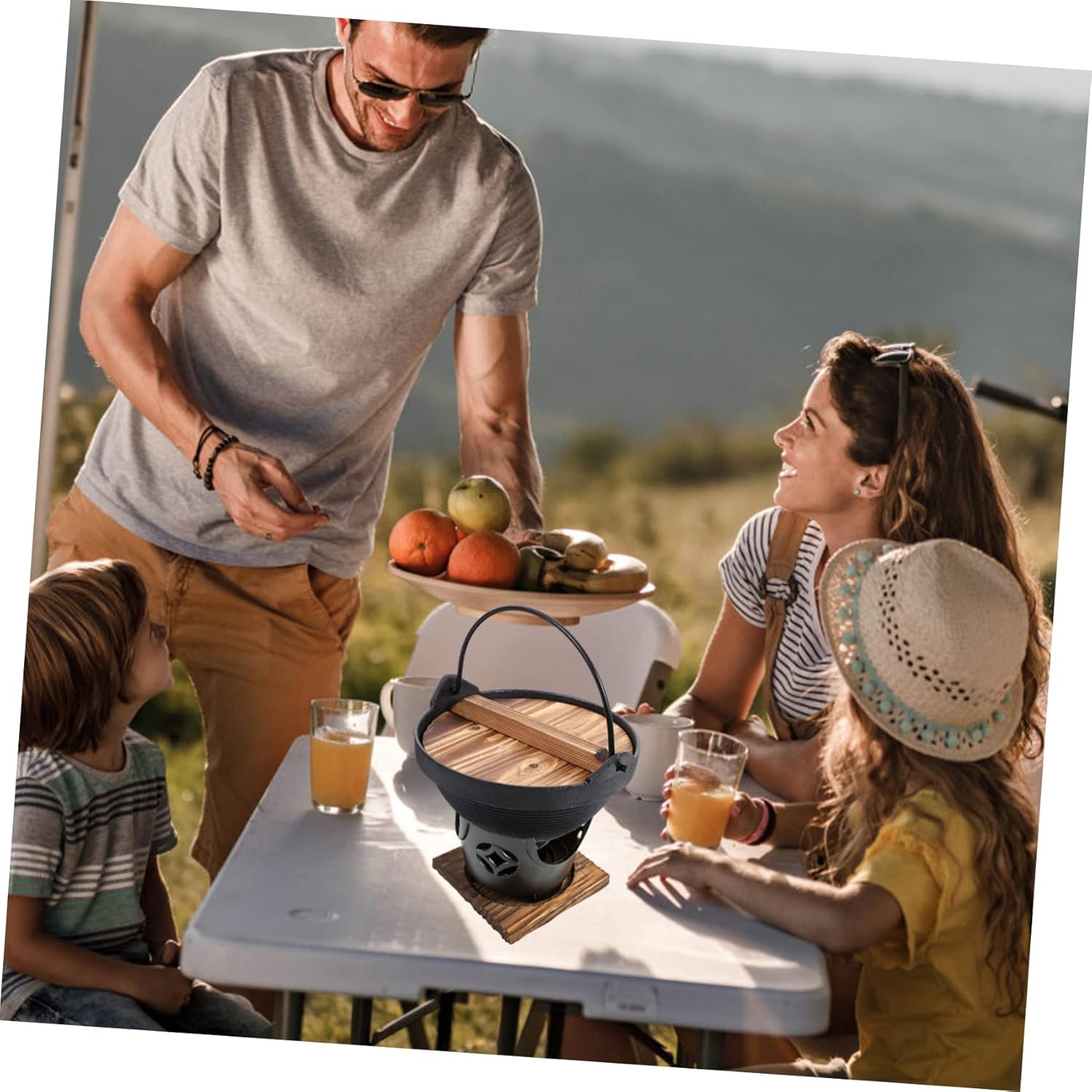 Unomor Household Cooking Pot Cast Iron Sukiyaki Pot Japanese Camping Cookware Lid Nonstick for Stewed Chicken