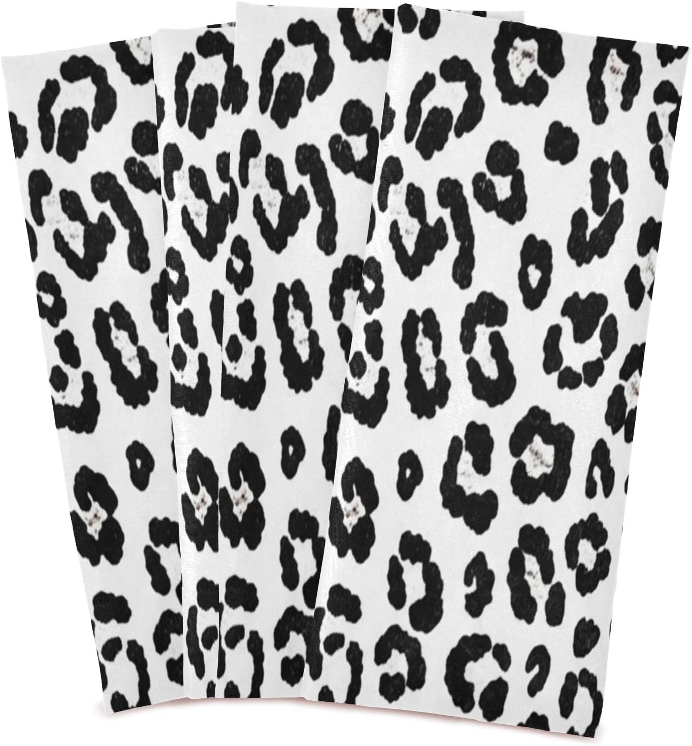 Black White Leopard Spots Kitchen Cloths, 28x18 Inch Absorbent Spring Tea Towels, Set of 6