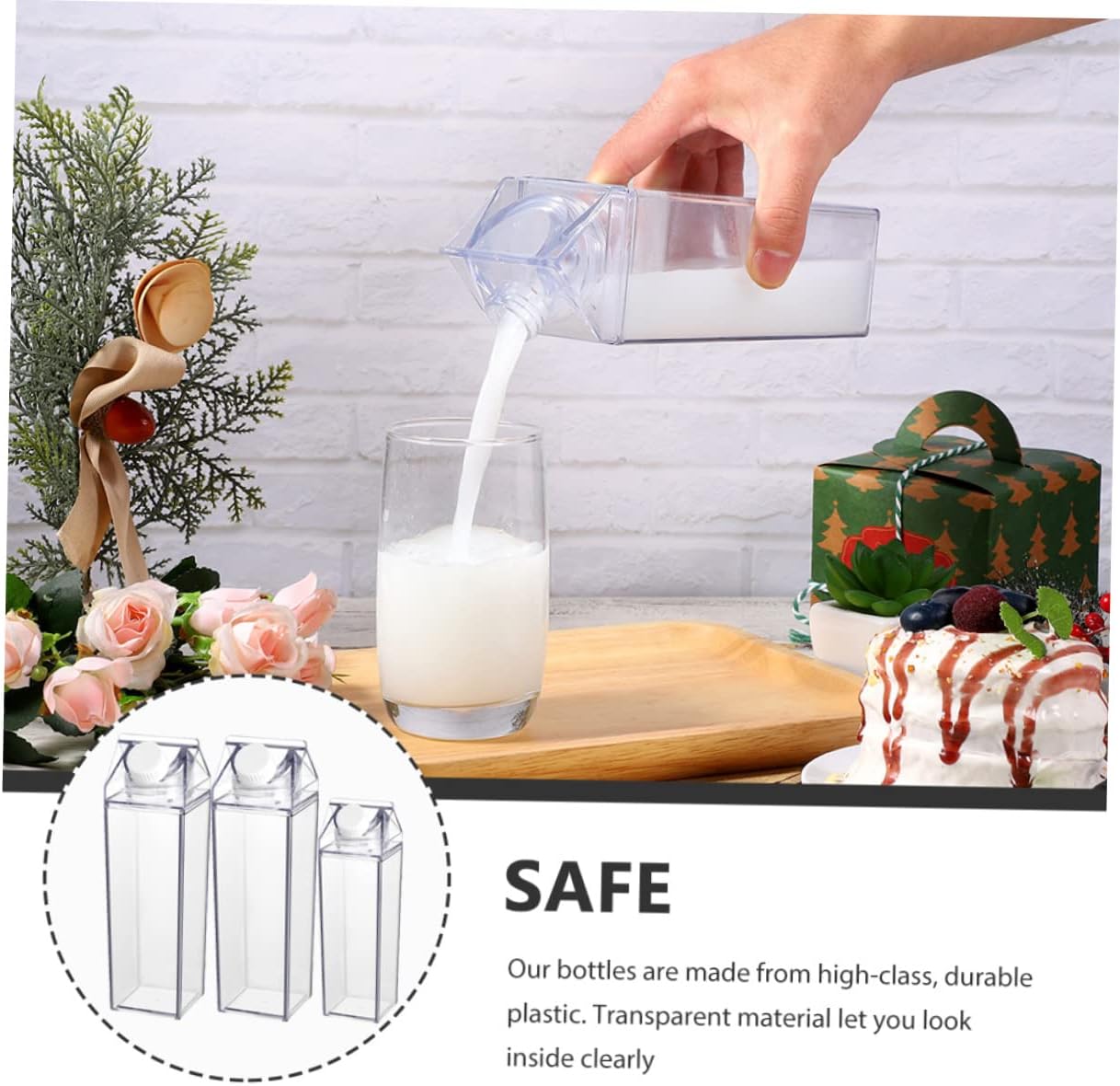 MAGICLULU 3pcs Milk Bottles Reusable Juice Bottles Perforated Peel for Milk Juices