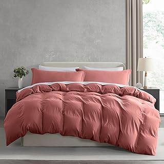 Nestl Twin Duvet Cover Set - Soft Prewashed Pink Clay Duvet Cover Twin/Twin XL, 2 Piece, with Zipper Closure, 1 Duvet Cove...