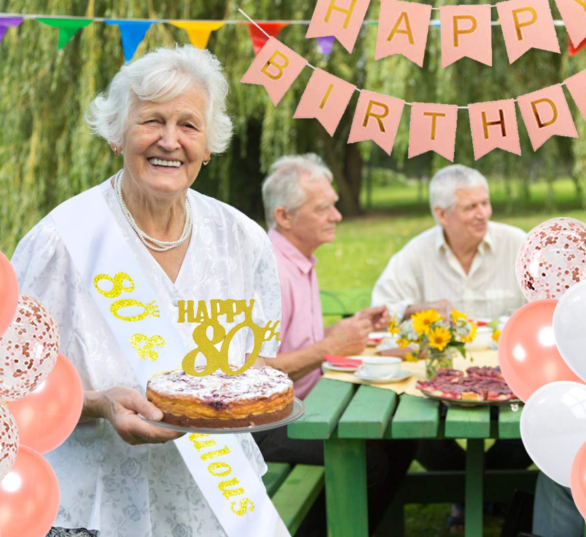 Amazon | 80歳誕生日飾り ローズゴールド 女の子 パーティー