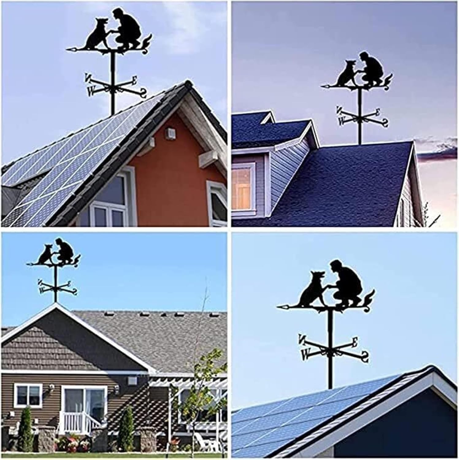 Weathervane Weather Vane Metal Weathervane Wind Direction Indicator Scene Garden Weathervane Rustproof Coating Corrosion Resistant