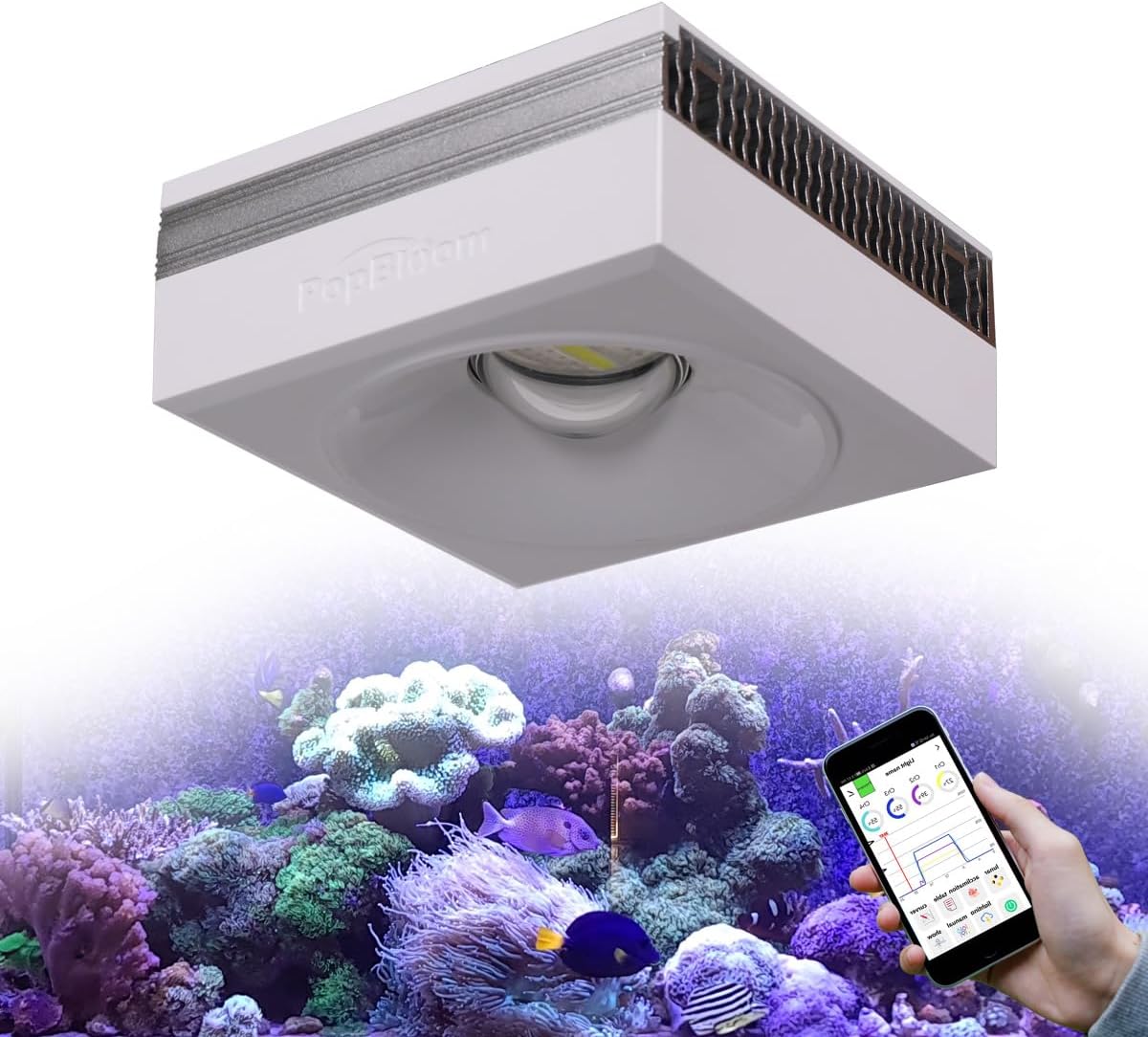 PopBloom RL90 Full Spectrum Reef Light for Coral Smart-APP Control Marine Aquarium LED Light Coral Lamp