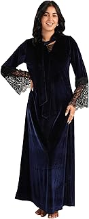 كارينا قميص نوم ماكسي مخملي ودانتيل، مقاس M