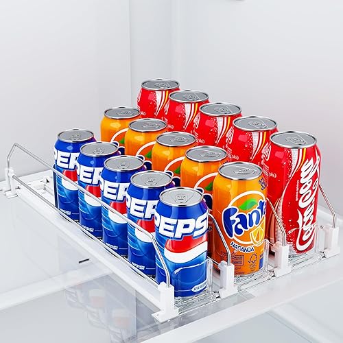 HIYOHIYO Organizador automático de bebidas de 3 filas para refrigerador, dispensador automático de latas para almacenamiento de estantes de