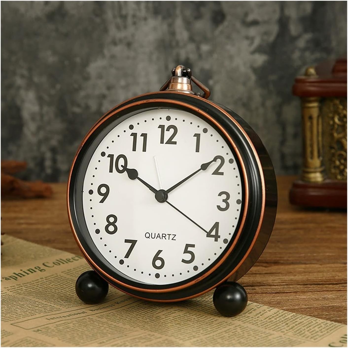 Mantle Clock Desk Clock Sitting Room Clock Table Decoration Household Simple and Light Luxury Clock Desk Decoration Clock Desk Clock Vintage Mantel Clock (Color : 1)