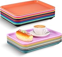 Sintuff 20-Pack Colorful Plastic Serving Trays - 12x9 Inch Food Trays for Crafts, Art, Snacks, School, Kids & Parties (20 Vibrant Colors)