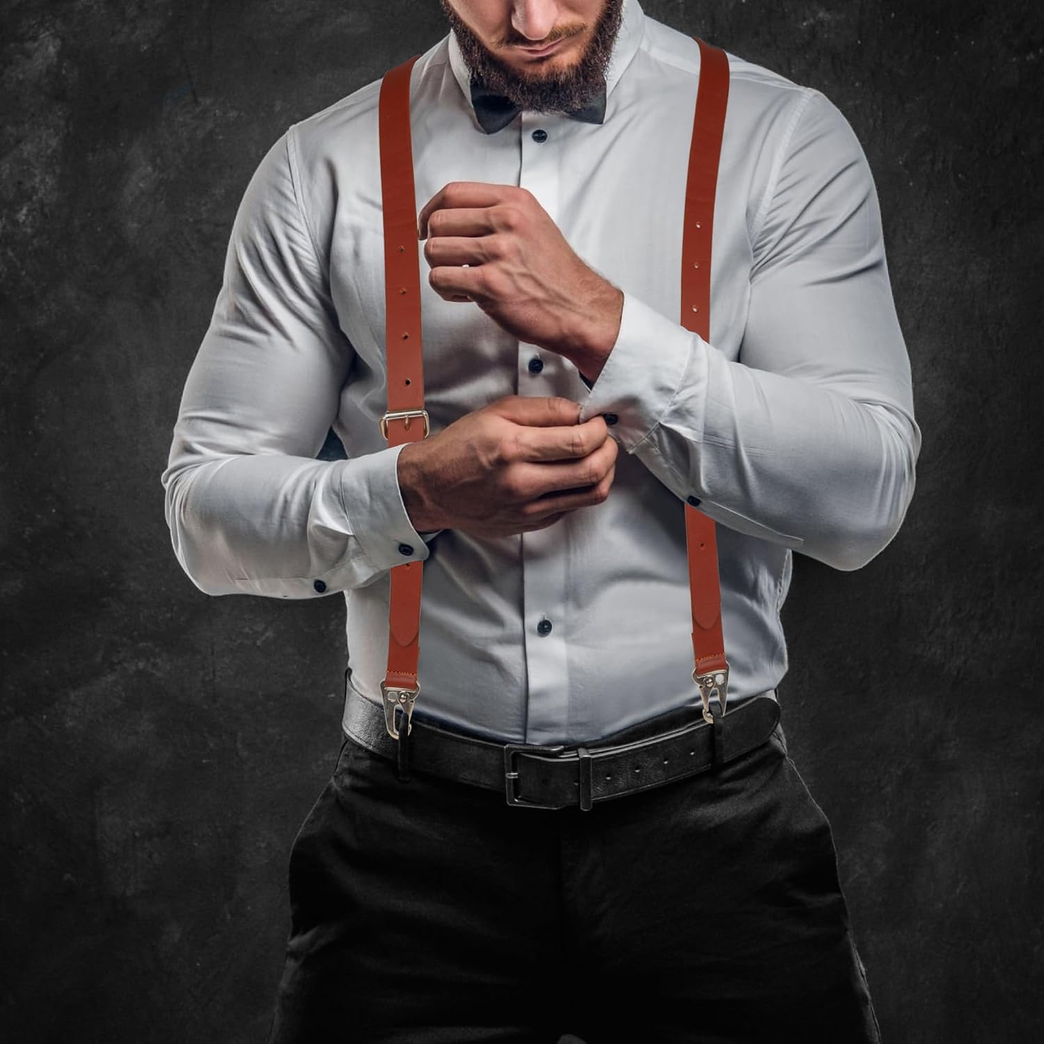 Full Grain Leather Suspender for Men | Vintage Leather Suspenders | Y Design | Groomsmen Wedding Gifts