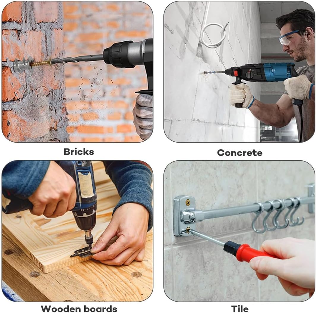 20-Piece Plasterboard Fixings, Heavy Duty Drywall Anchors Screws, Metal Self Drilling Wall Plugs