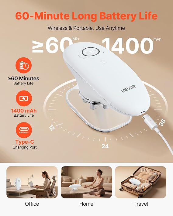VEVOR Body Sculpting Machine, 3-in-1 Electric Cellulite Massager with 3 Adjustable Functional Modes, Skin Tightening Cupping Therapy Tool with 60 Min Wireless Use, for Back, Belly, Waist, Arms, Legs