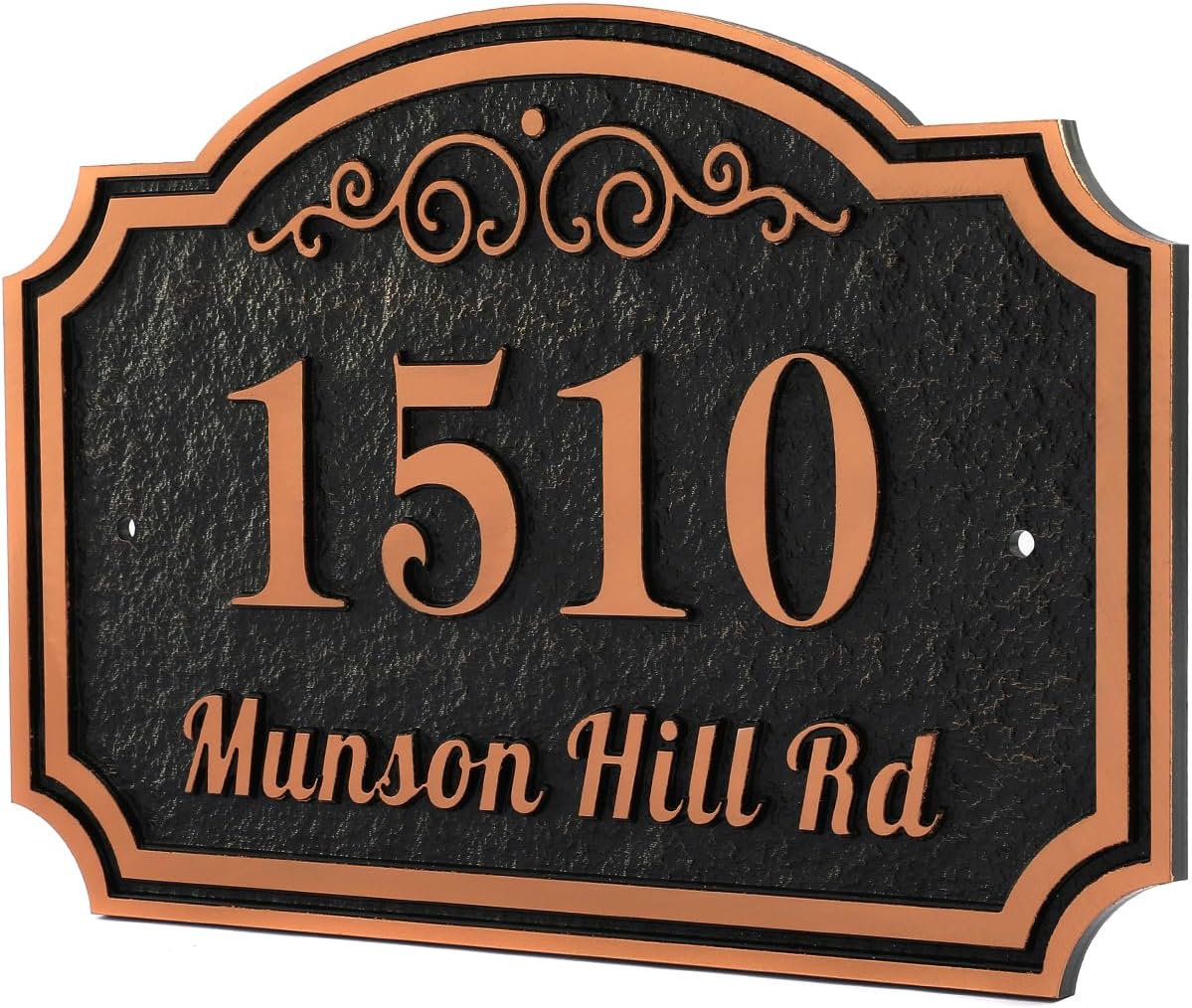 Custom Address Plaque Sign, Address Numbers Signs Plate for House Outside Yard,Apartment,Office,Mailbox,Street,Garage,911 Visibility Signage (Style 5,Black/Red Copper)