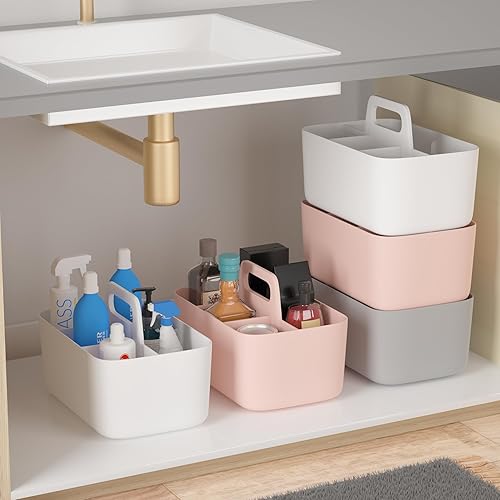 Miniatura 5 de HI NINGER Cesta portátil para ducha, organizador multiusos, organizador de plástico apilable con asa para almacenamiento de baño, organizador de