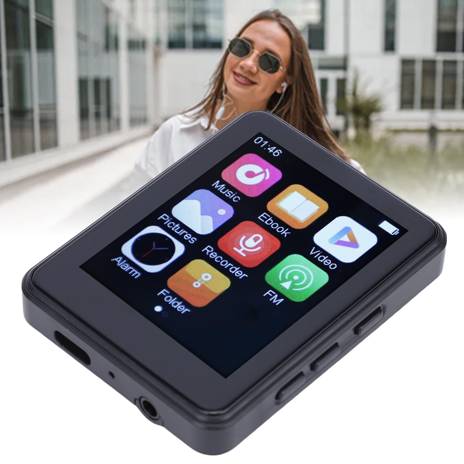 Lettore musicale touch screen Lettore multimediale 2 Touchscreen completo da 4 pollici Altoparlante integrato Lettore musicale digitale con lettore FM elettrico Libro