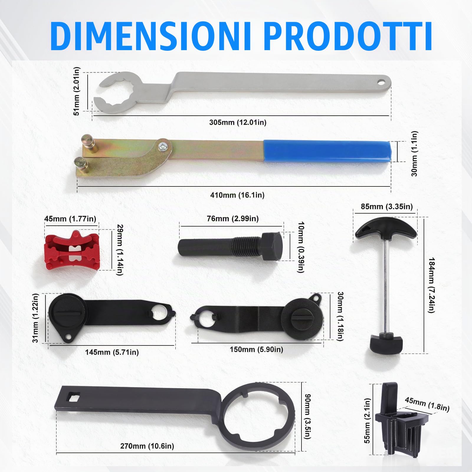 Strumenti della Cinghia Distribuzione, 9 Pezzi Strumento per Albero a Camme per la Messa in Fase Motore Compatibile con Seat, con Skoda 1.0 1.2 1.4 TSI TFSI 3 e 4 Cyl EA211