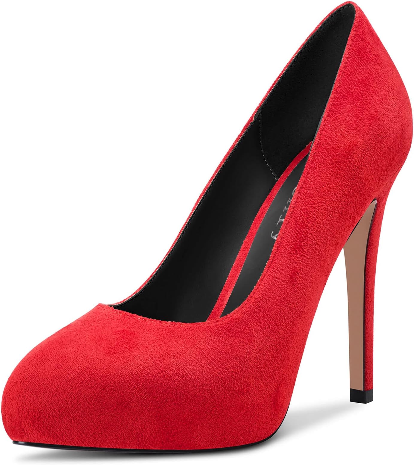 Womens Slip On Platform Pumps High Stiletto Heel Closed Round Toe Suede Dress Shoes Bridal Wedding Shopping Vacation 5 Inch