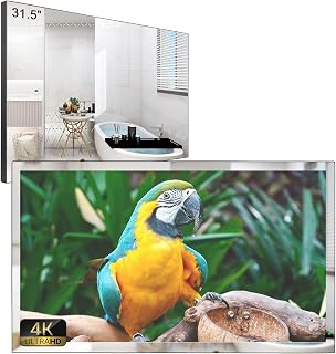 Soulaca 31.5 (32") inches Smart Magic Mirror 4K LED TV for Bathroom Water Resistant webOS LG Voice Control Hotel Kitchen ATSC DTV Tuner Luxury Design