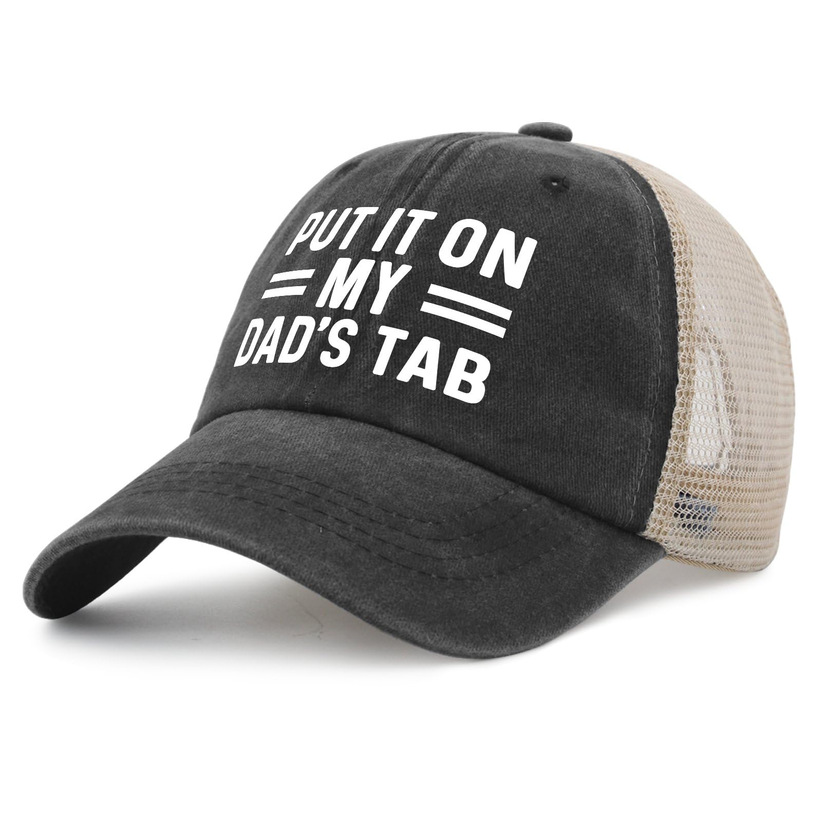 Fwjzdsp Unisex Allblack Put It On My Dad's Tab Hat Trucker Hat Men Trendy Mesh Hat For Summer