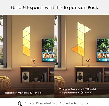 Nanoleaf Shapes Triangle Expansion Pack, 3 Additional Smart Light Panels LED RGBW - Modular Wi-Fi Colour Changing Wall Lights, Works with Alexa Google Assistant Apple Homekit, for Room Decor & Gaming