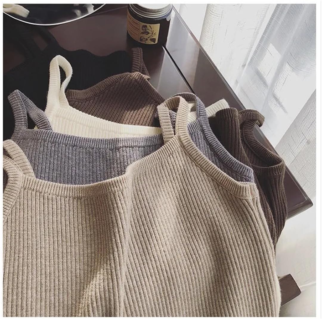 Einreihiges Damen-Tanktop und Strickjacke, zweiteiliges Set
