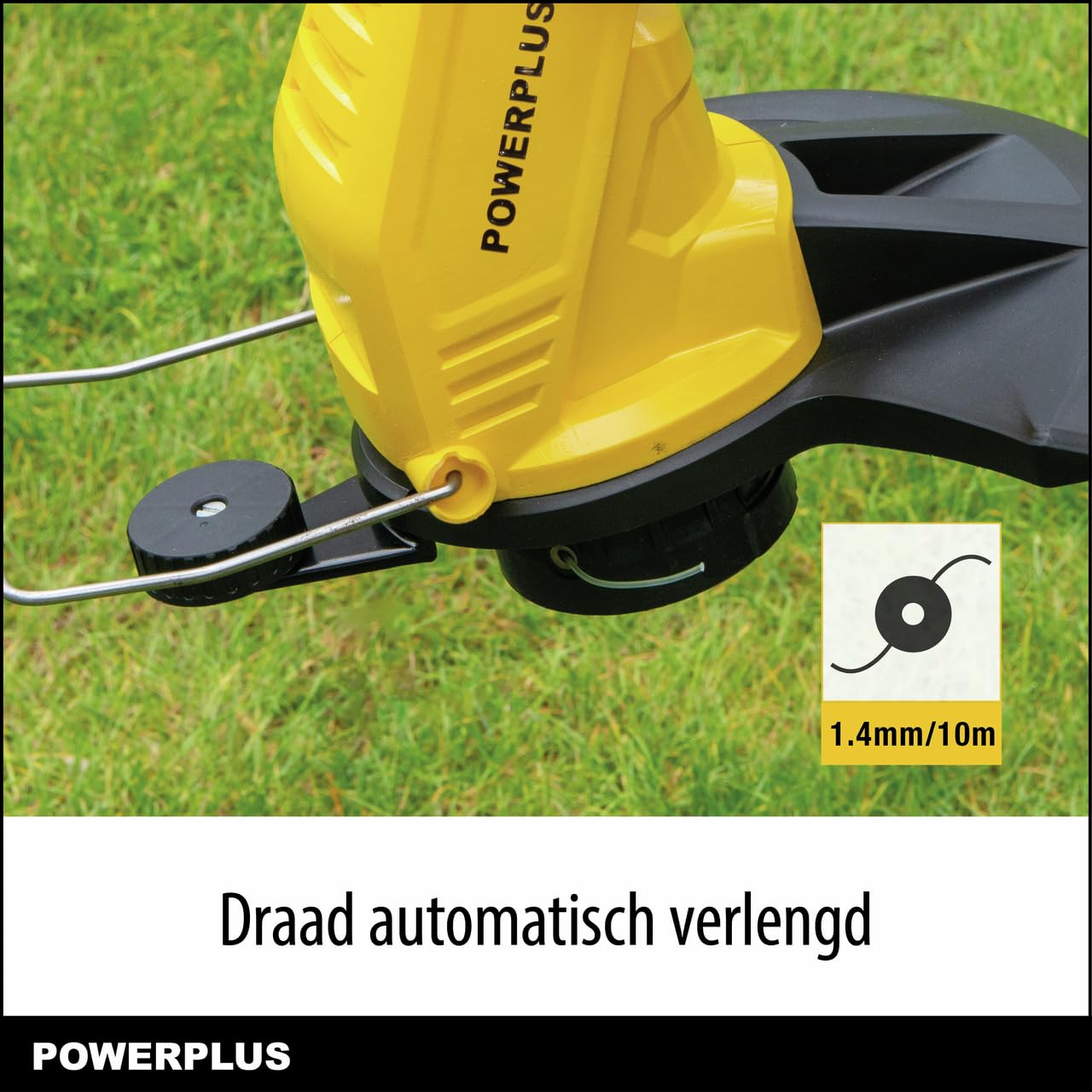 POWERPLUS Tosaerba elettrico POWXG30031-450 W e 300 mm Ø, strumento da giardino 2 in 1 come tosaerba e boratrice per il tuo giardino