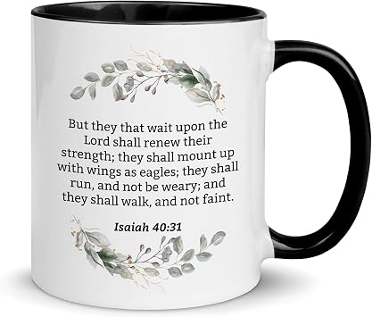 DesiDD Isaiah 4031 Coffee Mug - But they that wait upon... - Bible Verse Scripture Cup - Inspirational Christian Gifts for Women & Men - 11oz Two-Tone Ceramic