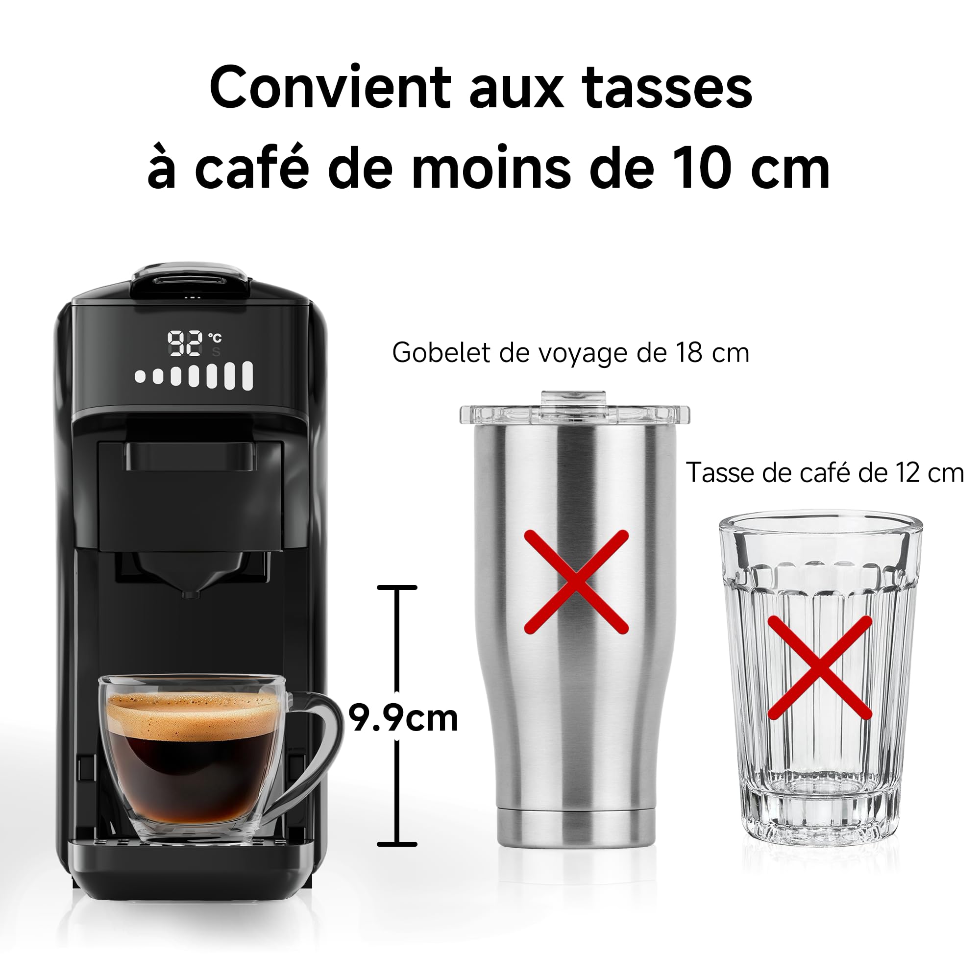 HIBREW H1B Machine à Café à Capsules 6-en-1 | Compatible Ns*/DG*/ Es*/Kcup*/Café Moulu, Bouton Unique Infusion Chaude et Froide, Température et Quantité Réglable (Noir)
