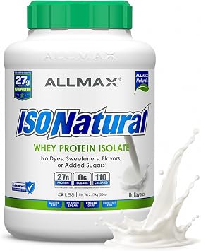 ALLMAX ISONATURAL Protein Isolate Powder, Unflavored, 5 lb, 78 Servings