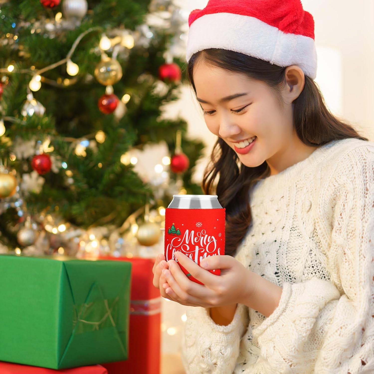 Sliner 24 Pcs Christmas Can Sleeves Neoprene Can Sleeves Holders for Cans Beverages Drinking Bottle Christmas Holiday Party Decorations Gift Ideas Supplies, 12 Styles