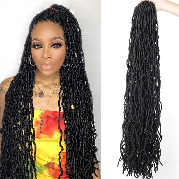 Buy 36 Inch New Faux Soft Locs Crochet Braids Hair Prelooped Synthetic Natural Wavy Long