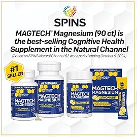 MagTech Magnesium Drink Mix - Sugar Free Lemonade - 3 Forms of Magnesium: Magtein L-Threonate, Glycinate & Taurate - 200mg Chelated Magnesium Complex - Supports Relaxation & Brain Health - 20 Servings