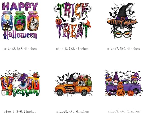 Miniatura 6 de 6 hojas de parches termoadhesivos de Halloween para planchar en ropa de automóvil, tela de araña para planchar, apliques lavables de transferencia